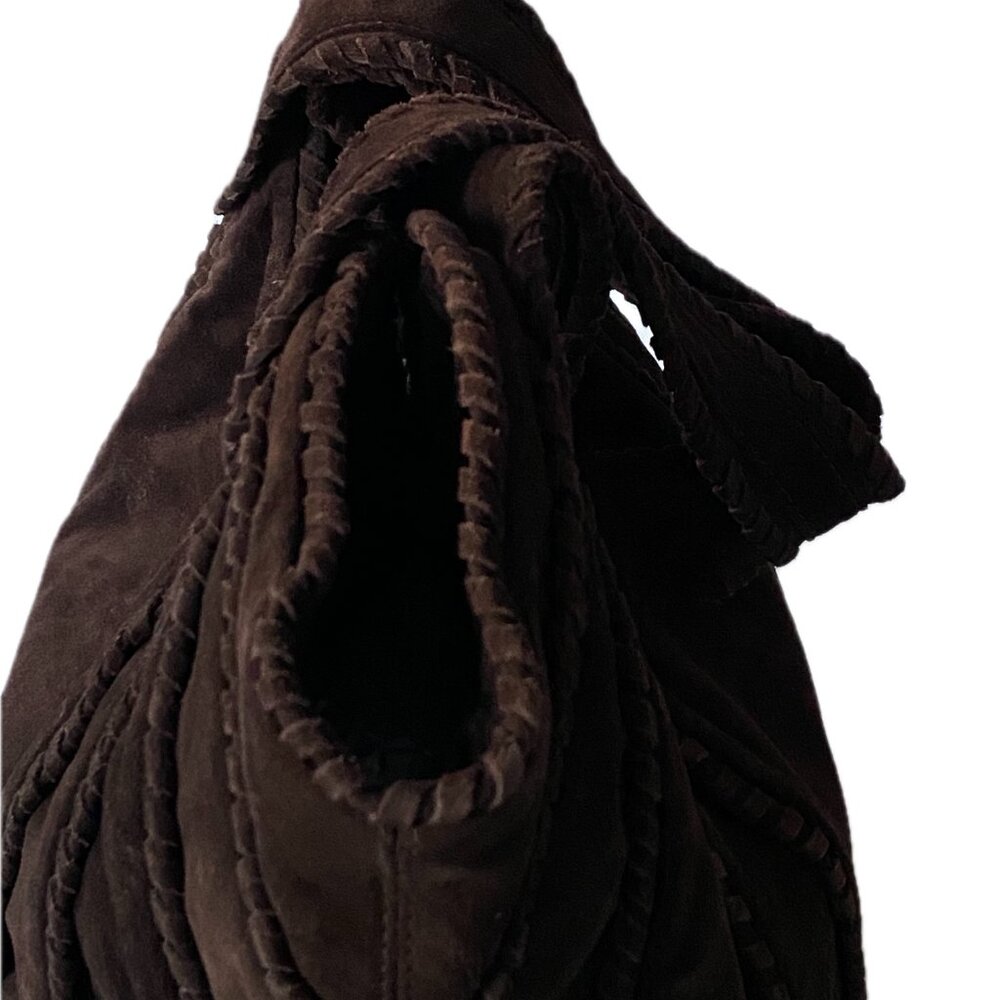 SALE ~ Vintage Kooba Hobo Suede Bag Dark Brown Suede Wide Shoulder Straps - Picture 10 of 16